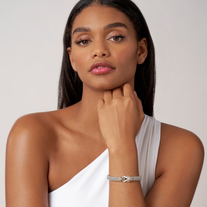 Lagos Newport Two-Tone Knot Caviar Diamond Bracelet