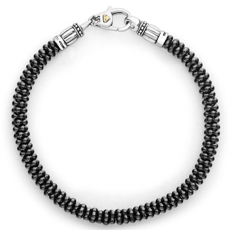 Black and White Colorblock Beaded Stretch Bracelet