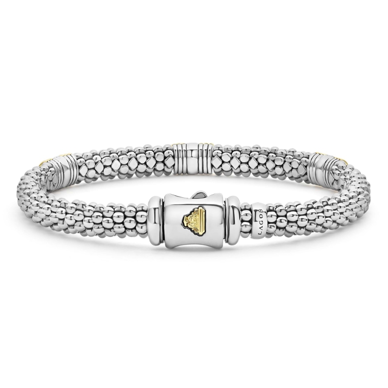 Lagos Signature Caviar Triple Diamond Station Caviar Bracelet
