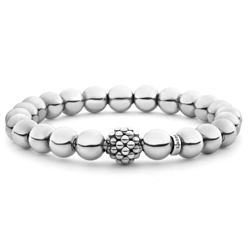 Lagos Sterling Silver Signature Caviar Lattice Ball Stretch Bracelet