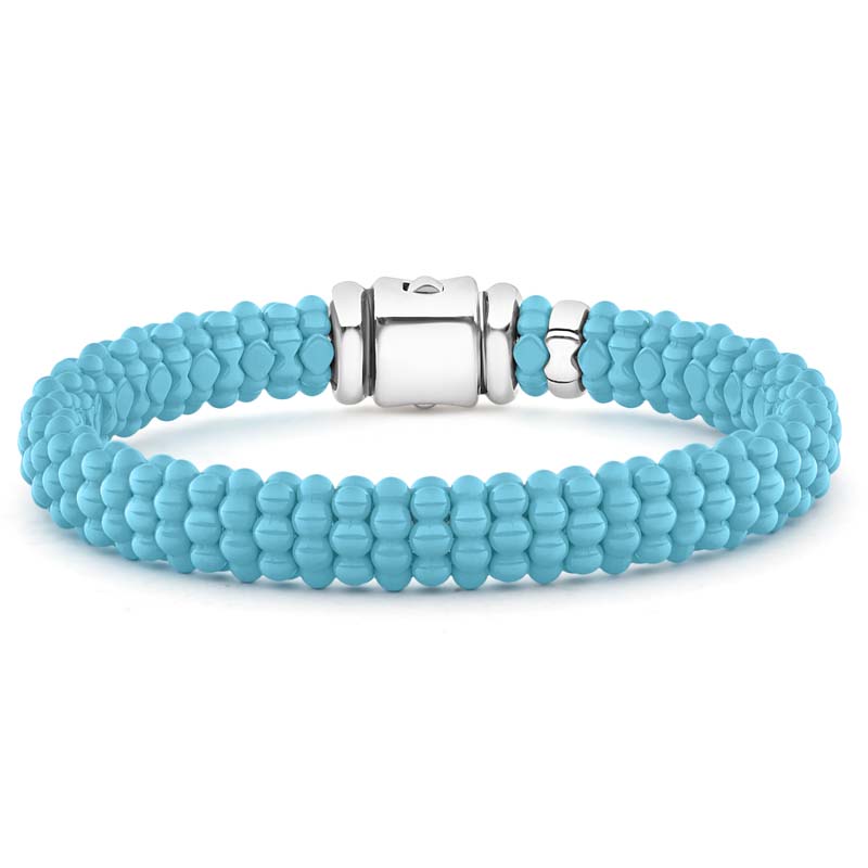 Lagos Sterling Silver Blue Caviar Ceramic Beaded Bracelet