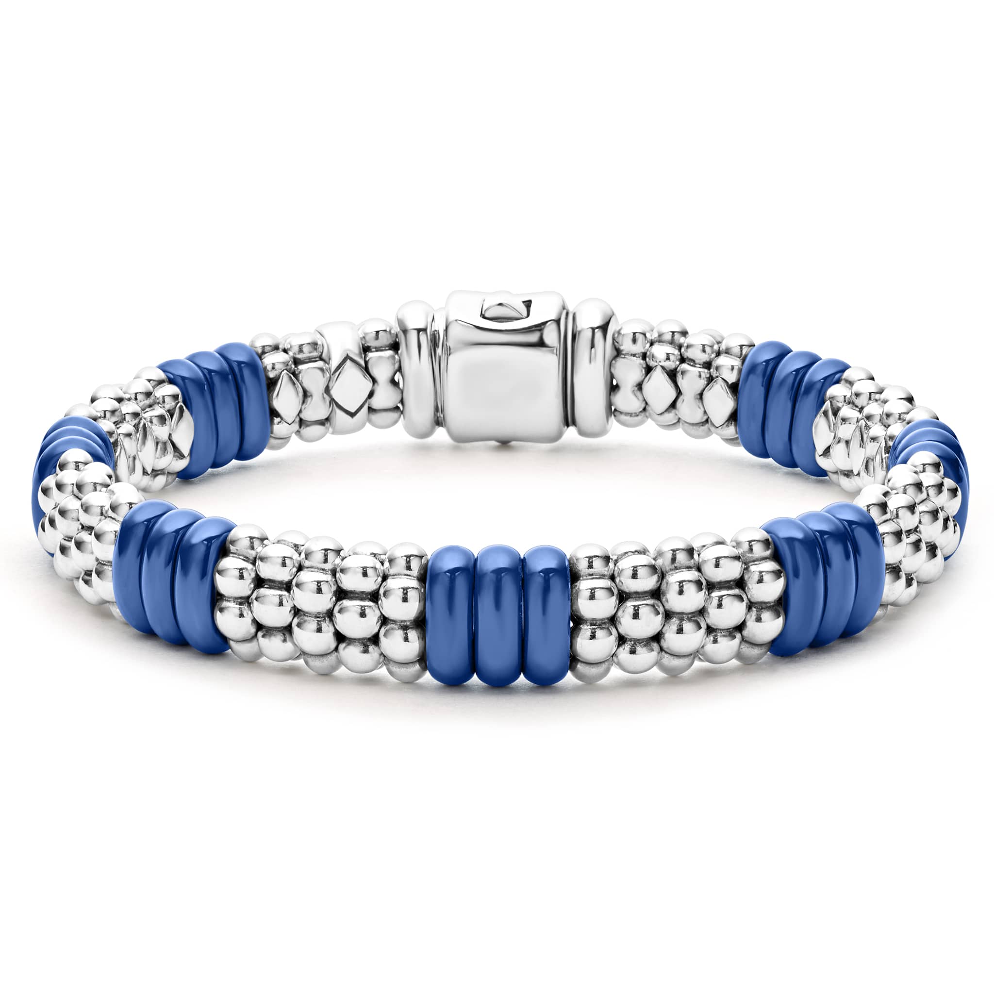 Lagos Sterling Silver Blue Caviar Ceramic Caviar Beaded Bracelet
