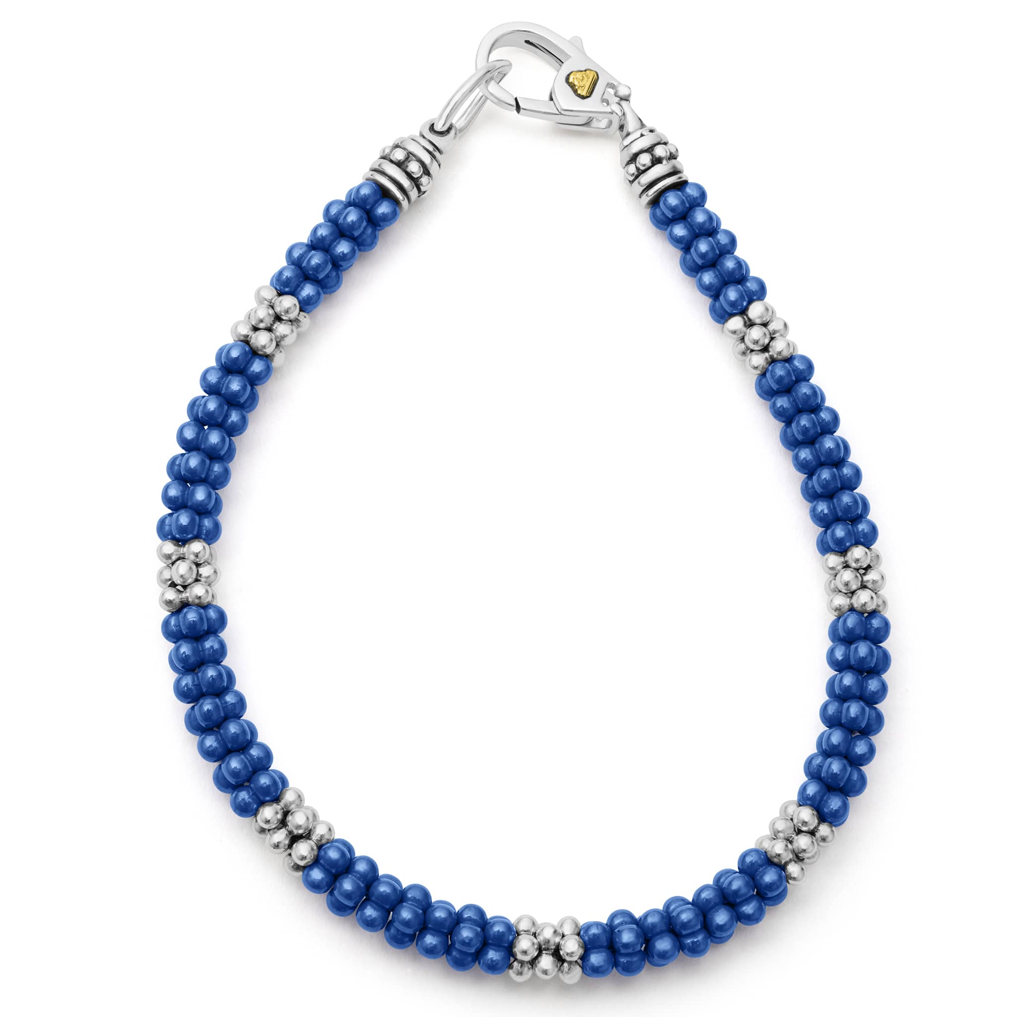 Lagos Sterling Silver Blue Caviar Blue Ceramic Rope Bracelet
