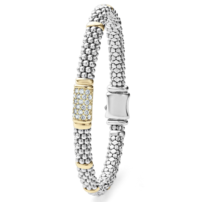 Lagos Sterling Silver And 18K Yellow Gold Signature Caviar Rope Bracelet