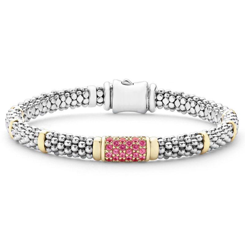 Lagos Sterling Silver And 18K Yellow Gold Signature Caviar Rope Bracelet