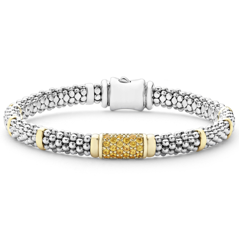 Lagos Sterling Silver And 18K Yellow Gold Signature Caviar Rope Bracelet