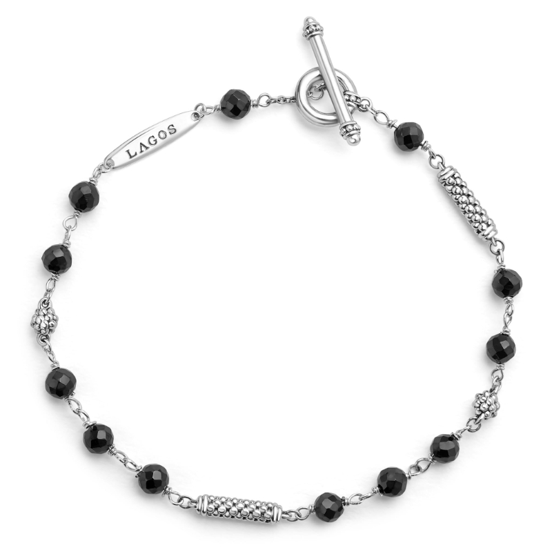 Lagos Sterling Silver Caviar Icon Black Ceramic Beaded Bracelet