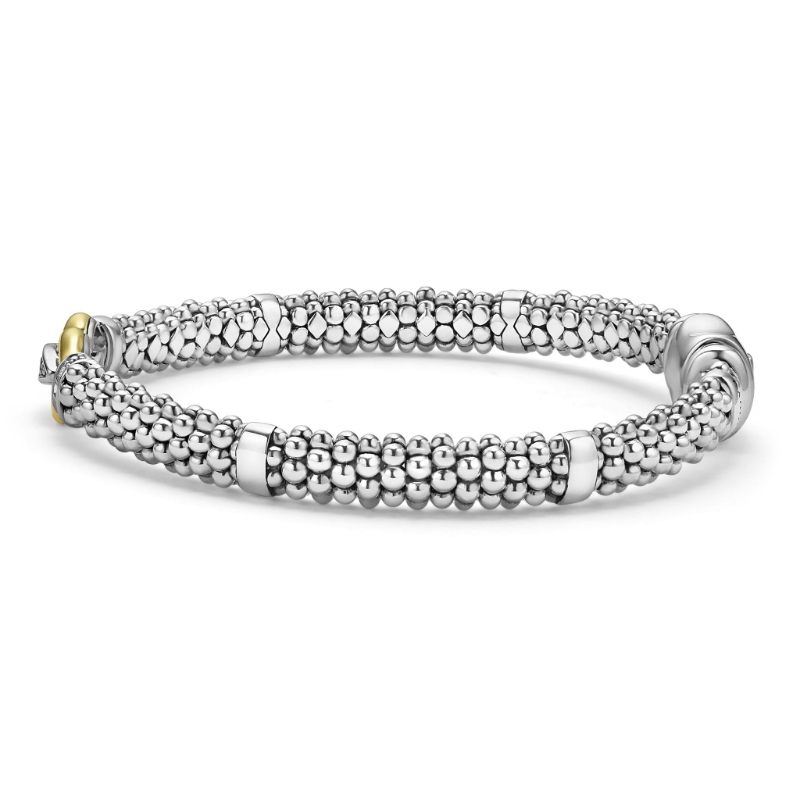 Lagos Derby Two-Tone Caviar Buckle Diamond Bracelet