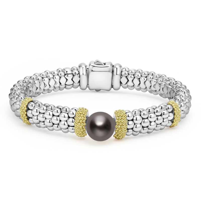 Lagos Luna Sterling Silver And 18K Yellow Gold Caviar Bracelet