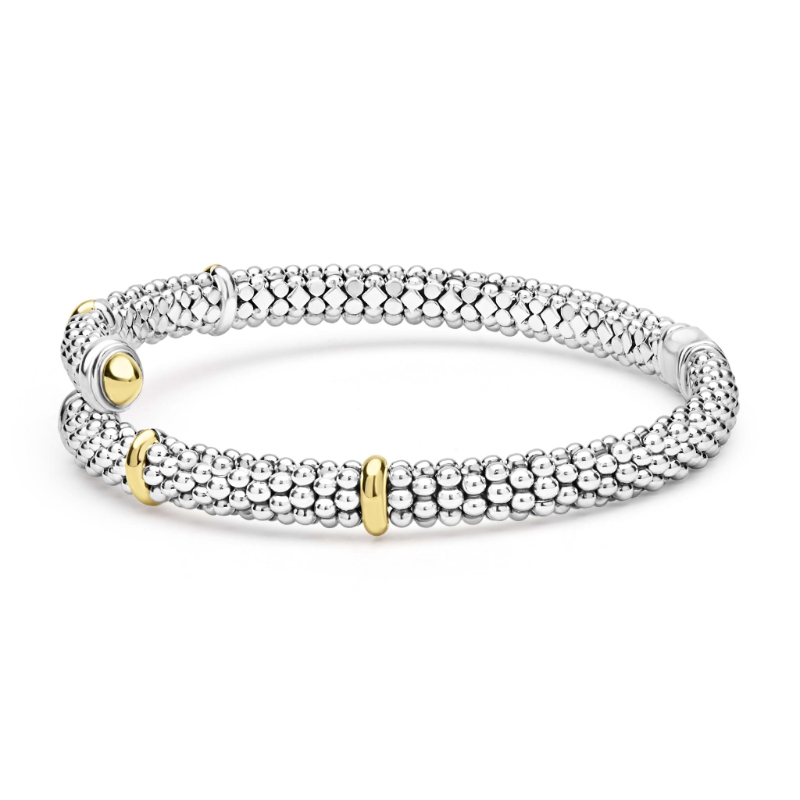 Lagos Signature Caviar 5mm Two-Tone Caviar Versa Bypass Bracelet