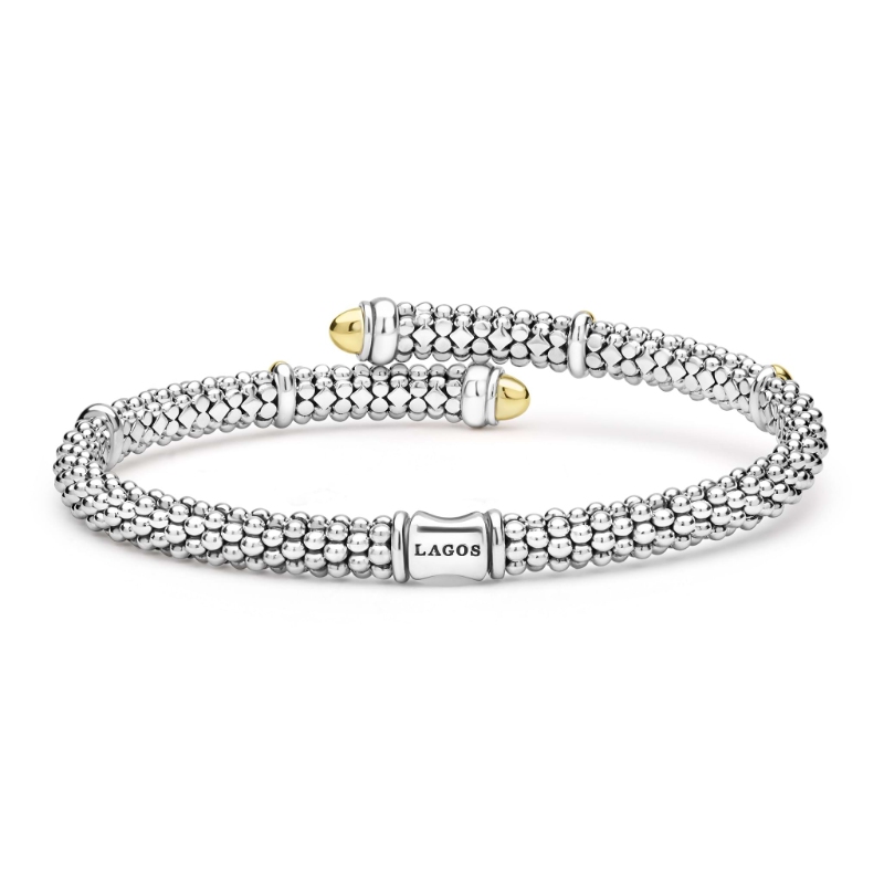 Lagos Signature Caviar 5mm Two-Tone Caviar Versa Bypass Bracelet