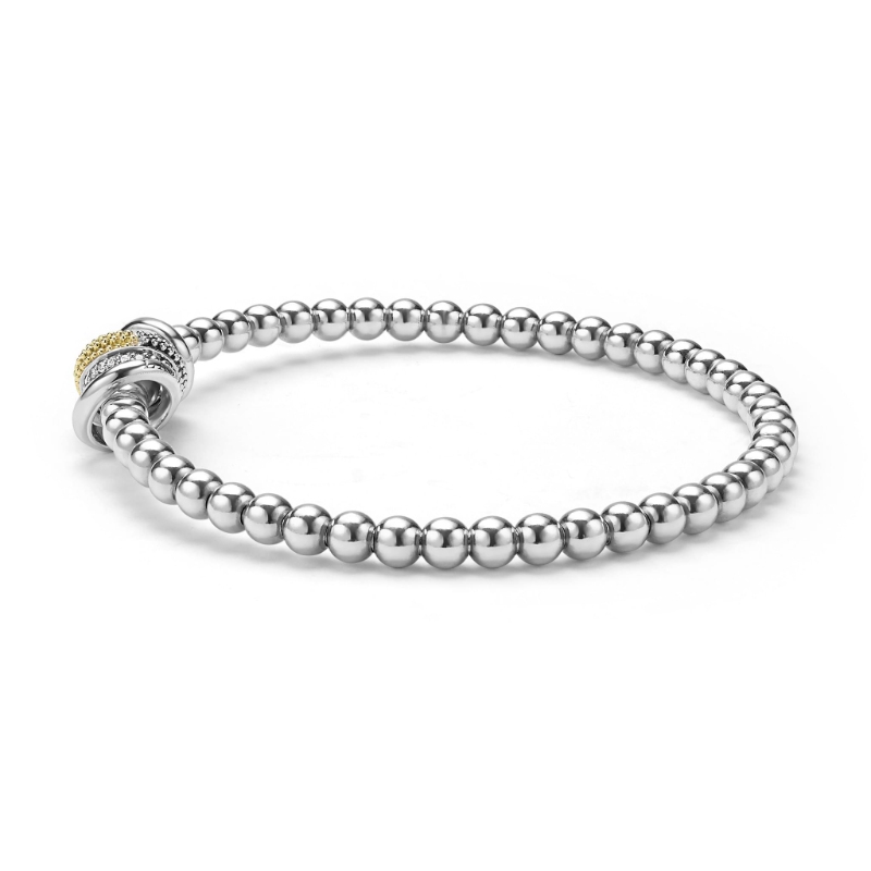 Lagos Caviar Lux 4mm Two-Tone Four Ring Stretch Bracelet