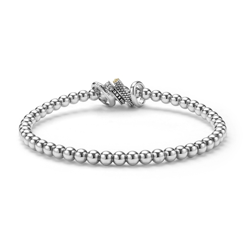 Lagos Caviar Lux 4mm Two-Tone Four Ring Stretch Bracelet