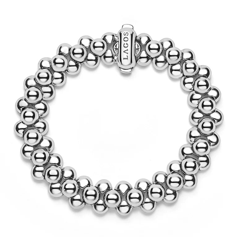 Lagos Caviar Bubbly 12mm Three Row Beaded Statement Bracelet