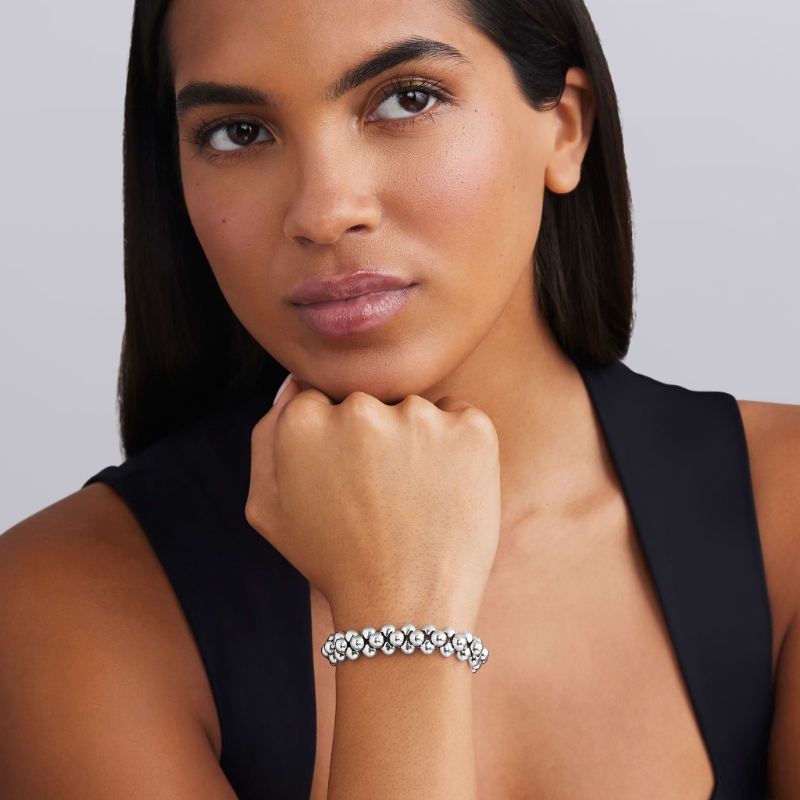 Lagos Caviar Bubbly 12mm Three Row Beaded Statement Bracelet