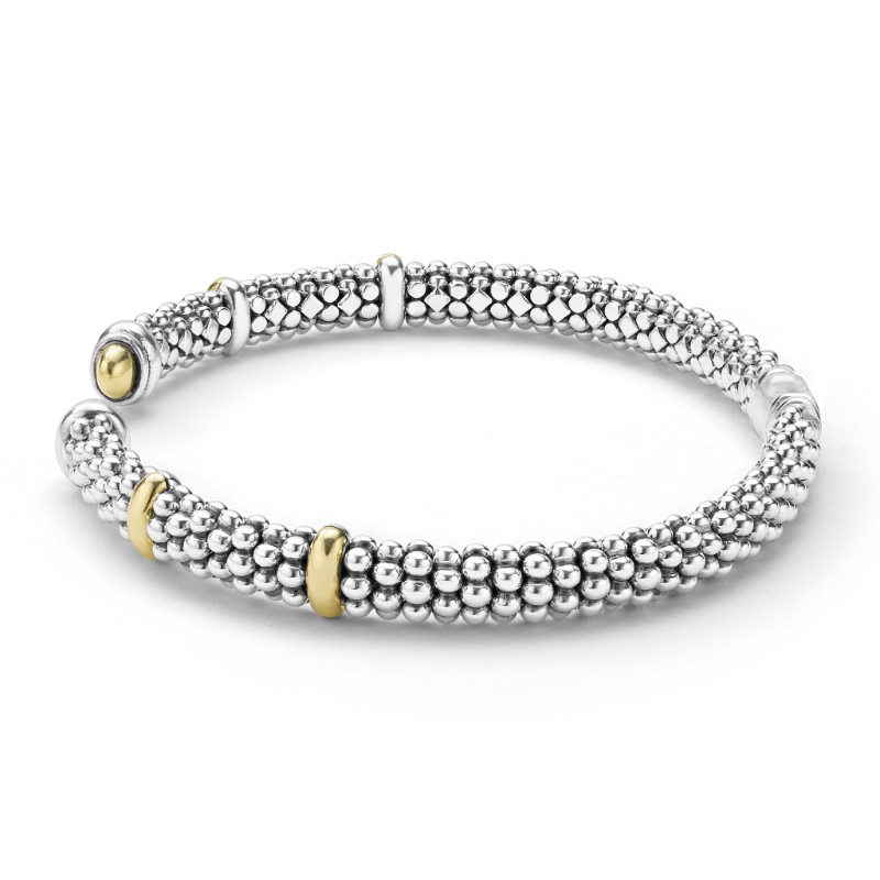 Lagos Signature Caviar 5mm Two-Tone Caviar Versa Torque Bracelet
