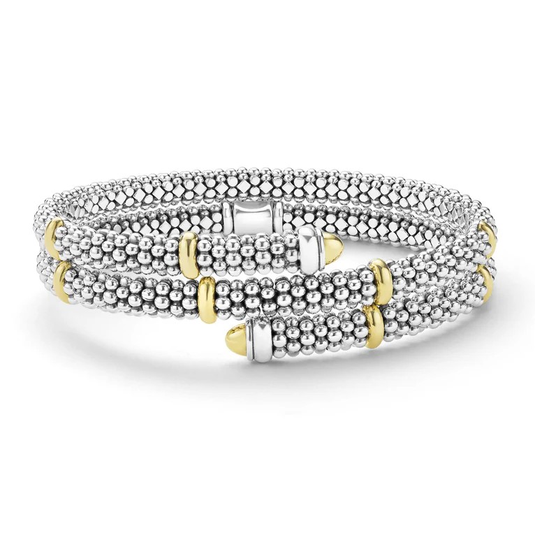 Lagos Signature Caviar 5mm Two-Tone Caviar Versa Wrap Bracelet