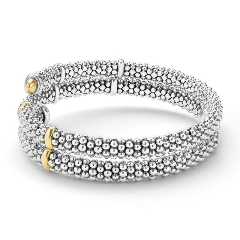 Lagos Signature Caviar 5mm Two-Tone Caviar Versa Wrap Bracelet