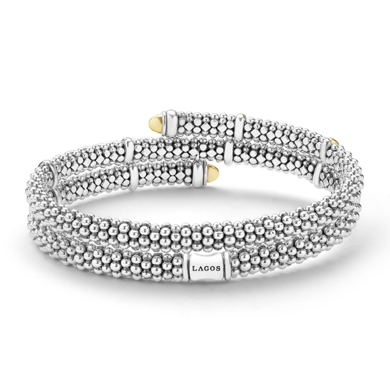 Lagos Signature Caviar 5mm Two-Tone Caviar Versa Wrap Bracelet