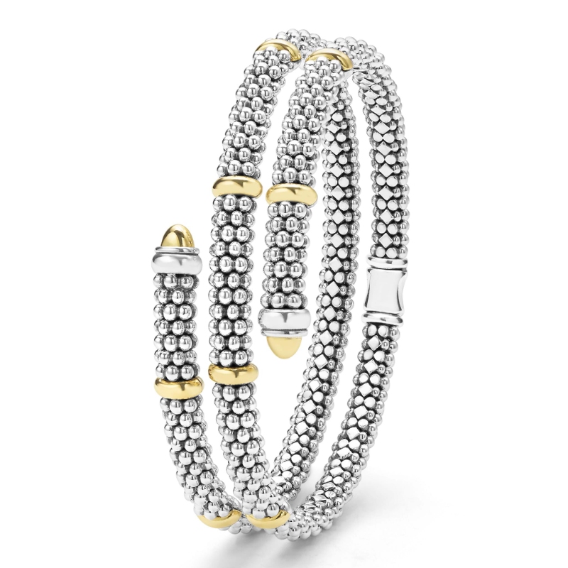 Lagos Signature Caviar 5mm Two-Tone Caviar Versa Wrap Bracelet