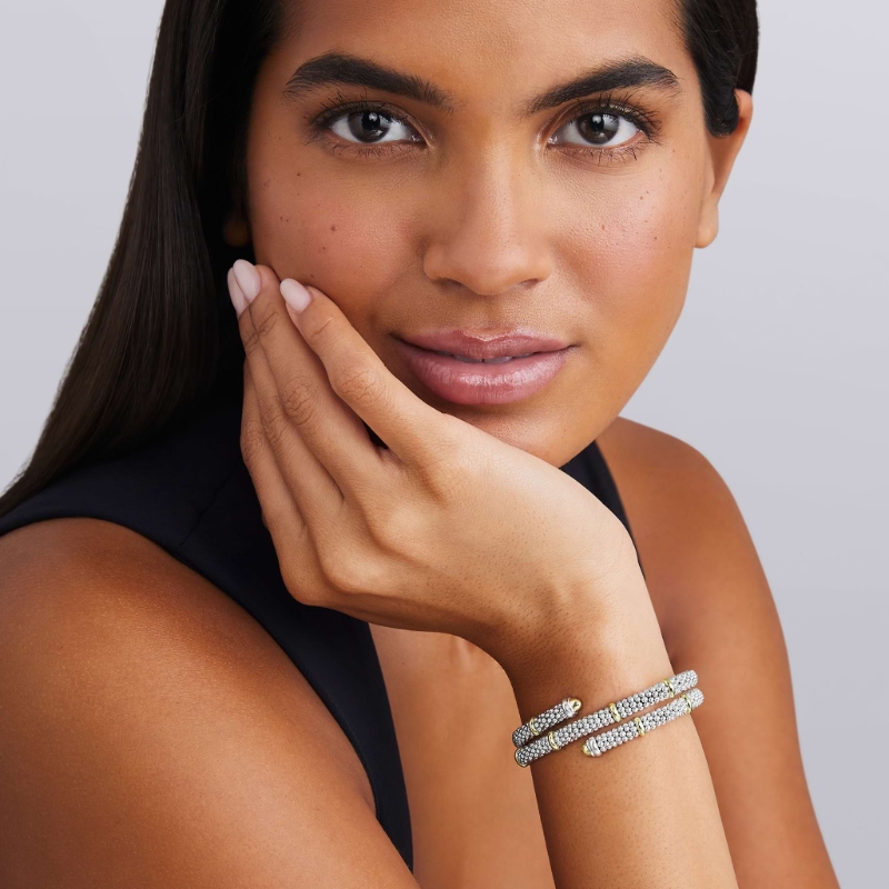 Lagos Signature Caviar 5mm Two-Tone Caviar Versa Wrap Bracelet