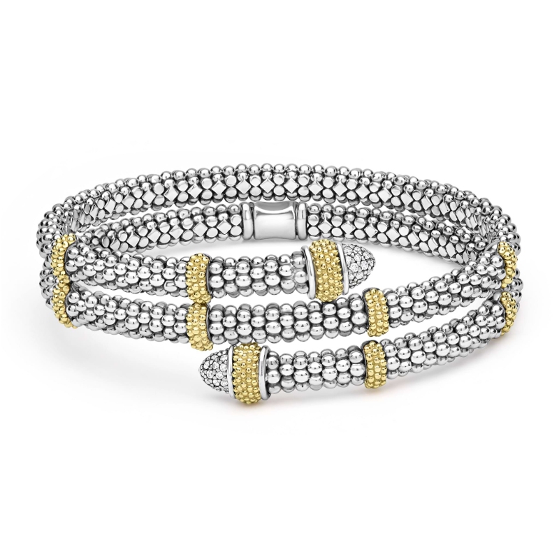 Lagos Caviar Lux Two-Tone Caviar Diamond Versa Wrap Bracelet