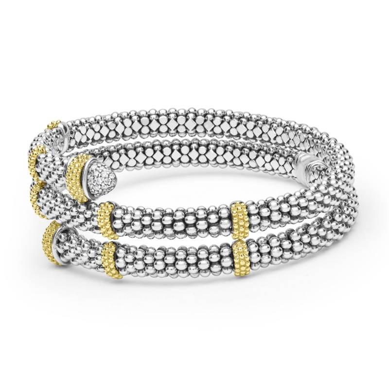 Lagos Caviar Lux Two-Tone Caviar Diamond Versa Wrap Bracelet
