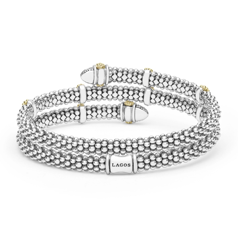 Lagos Caviar Lux Two-Tone Caviar Diamond Versa Wrap Bracelet