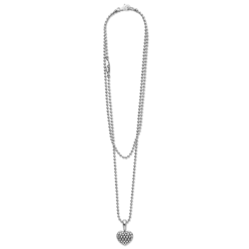 Lagos Signature Caviar Caviar Beaded Heart Pendant Necklace