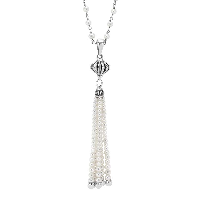 Lagos Sterling Silver Luna Pearl Tassel Pendant Necklace