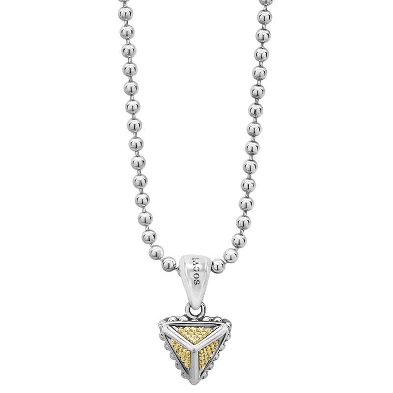 Lagos Sterling Silver And 18K Yellow Gold Ksl Single Pyramid Caviar Pendant Necklace