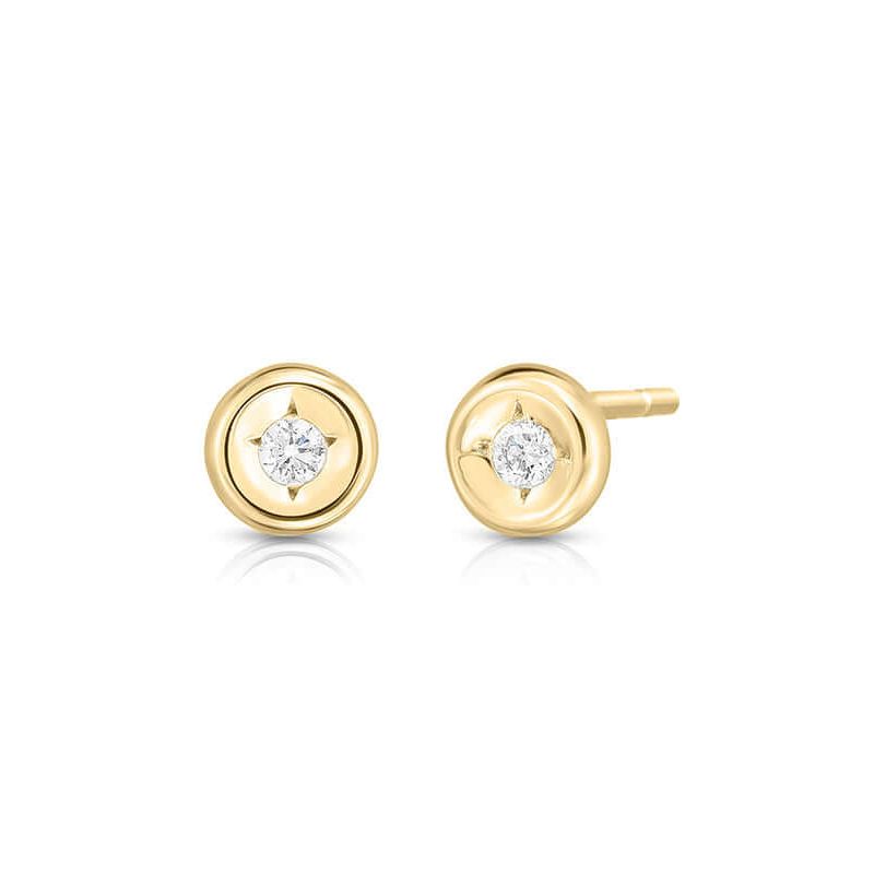 Roberto Coin 18 Karat Yellow Gold  Diamond Stud Earrings 0.08 Ct