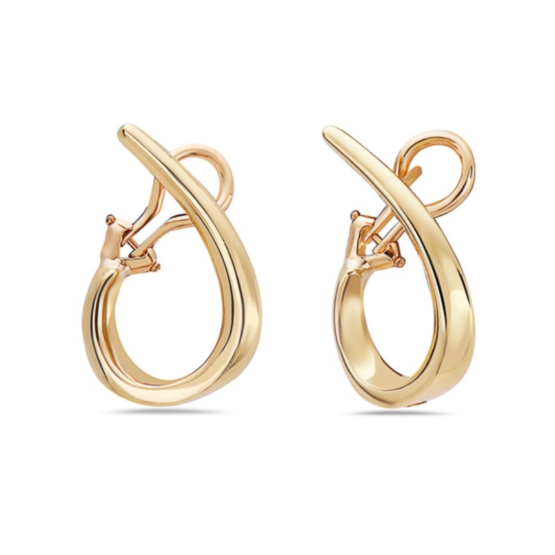 18K Yellow Gold Signature Twisted Oval Hoop Earring