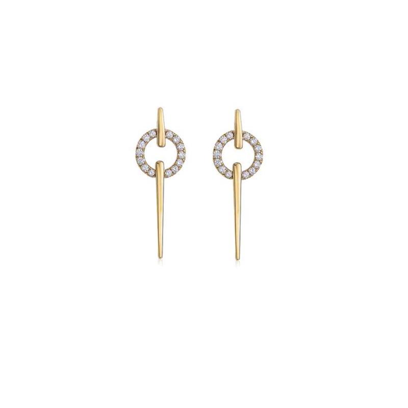 Charles Kryprell 18K Yellow Gold Gold Circle Spear Drop Earrings