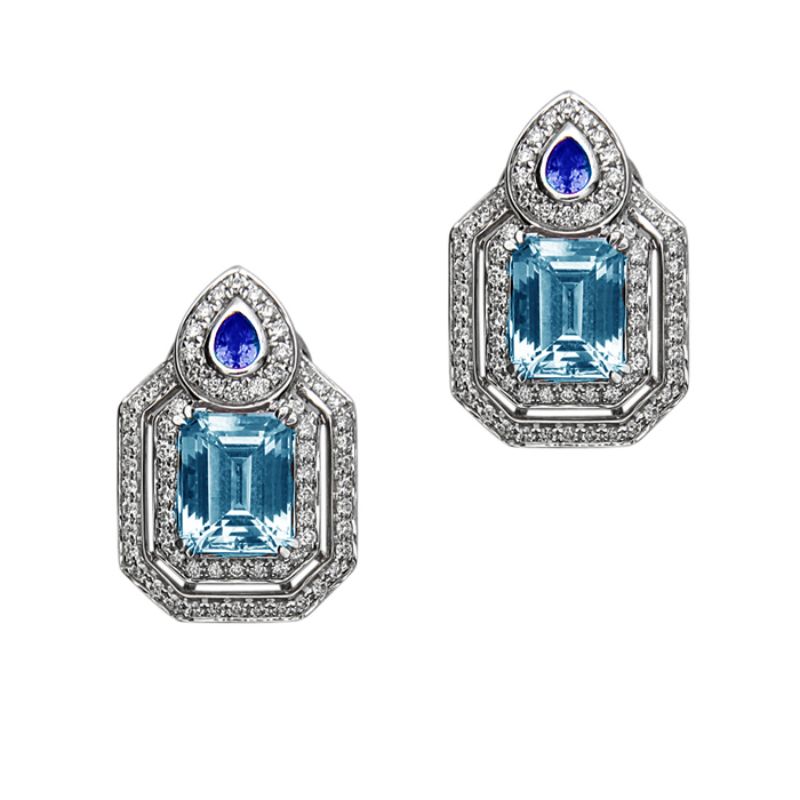 18K White Gold Rhodium Plated Pastel Earrings