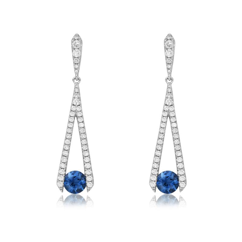 18K White Gold Rhodium Plated Drop Earrings