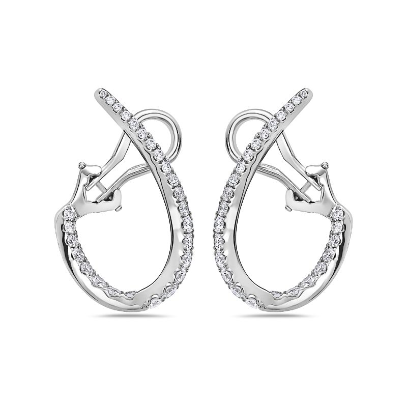 18K White Gold Rhodium Plated Precious Pastel 24Mm Inside Out Twisted Hoop Earrings