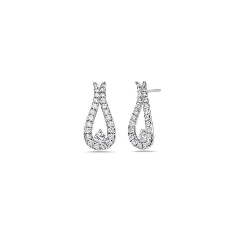 18K White Gold Rhodium Plated Gold & Diamond Teardrop Earrings