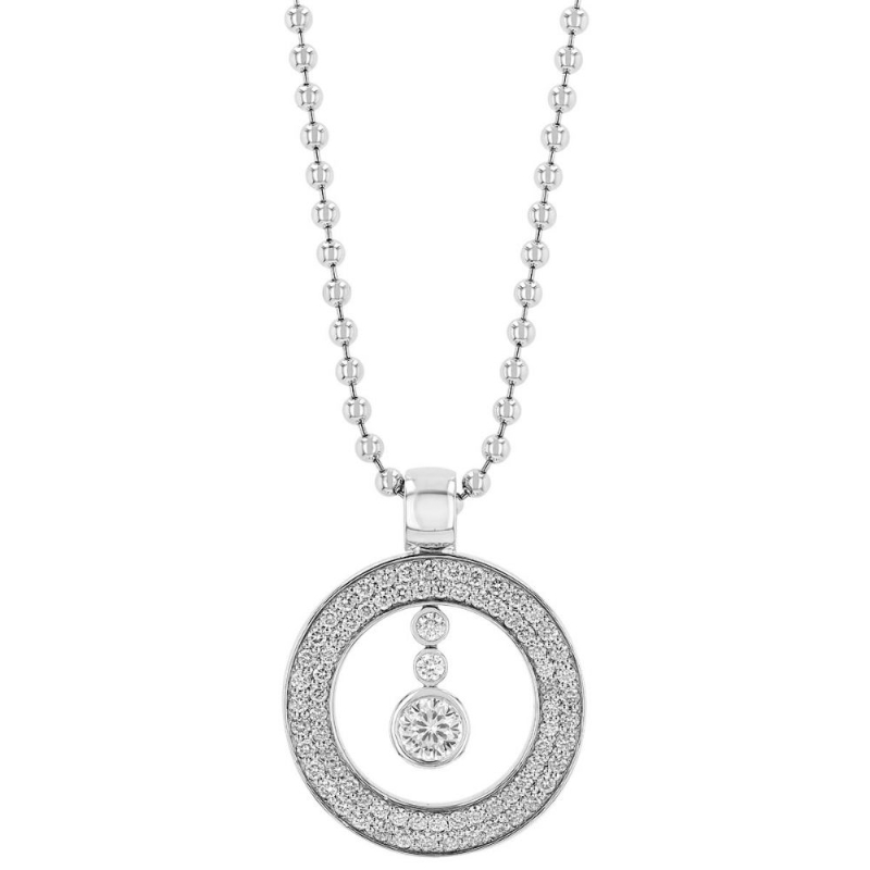 Roberto Coin 18K White Gold Rhodium Plated Cento Pave Baby O Pendant