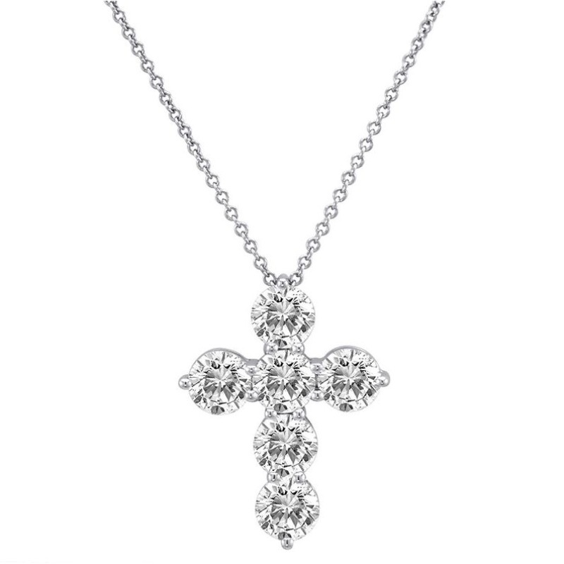 Norman Silverman 18K White Gold Rhodium Plated Diamond Cross Pendant