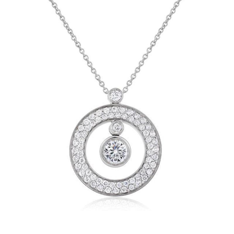 Roberto Coin 18K White Gold 0.38Cttw Pave Diamond Mini O Necklace 18"