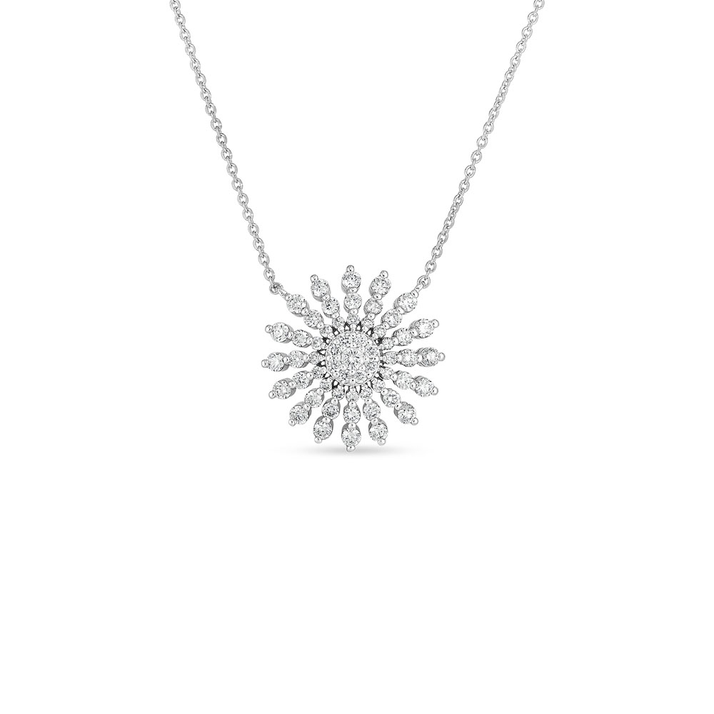 Roberto Coin  White Gold Diamond Sunburst Necklace