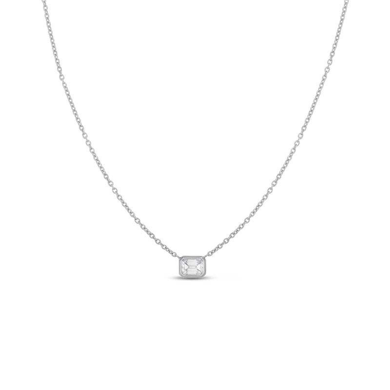 Roberto Coin 18 Karat White Gold Emerald Cut Diamond Necklace