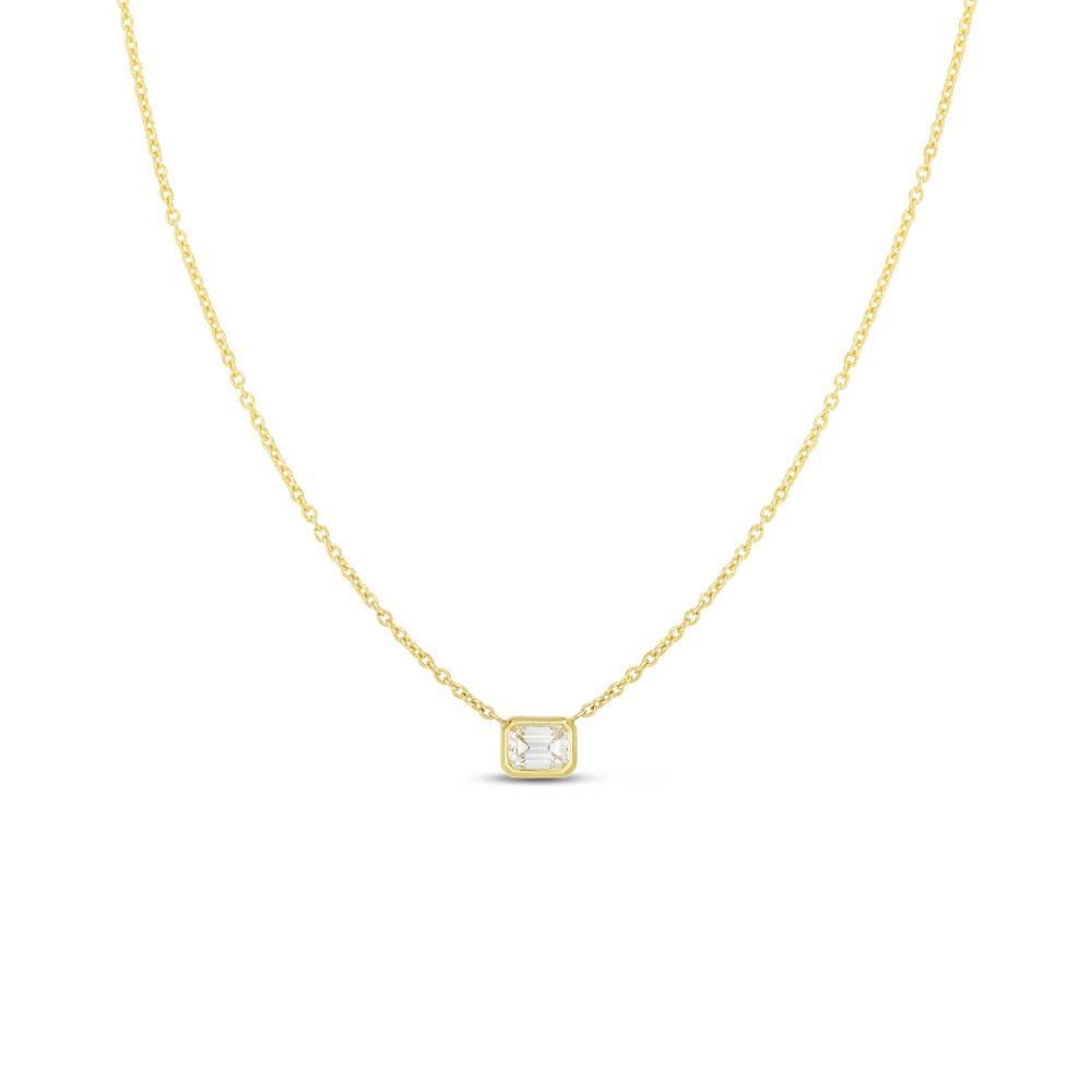 Roberto Coin 18 Karat Yellow Gold Emerald Cut Diamond Necklace