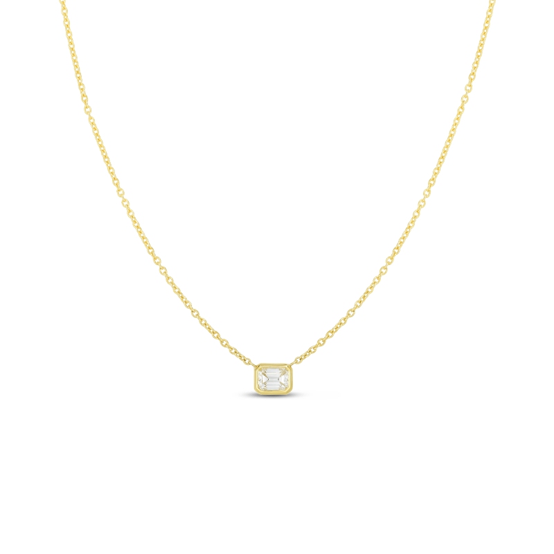 Roberto Coin 18 Karat Yellow Gold Emerald Cut Diamond Necklace