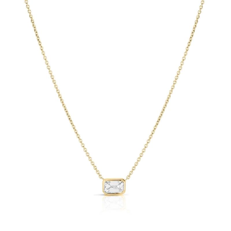 Roberto Coin 18 Karat Yellow Gold Emerald Cut Diamond By The Inch Necklace