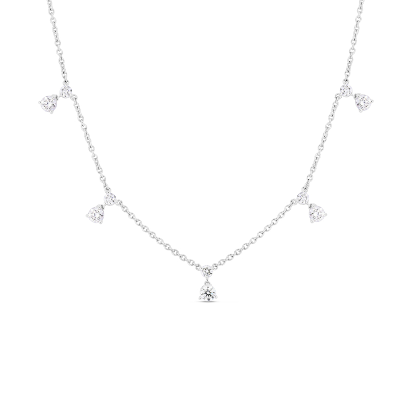 Roberto Coin 18K White Gold Rhodium Plated Diamonds By The Inch Diamond Drop Necklace