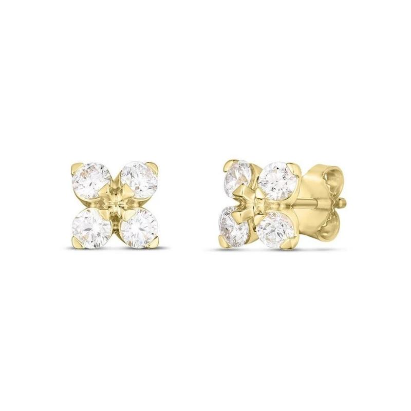 Roberto Coin 18K Yellow Gold Love In Verona Stud With Diamonds Earrings