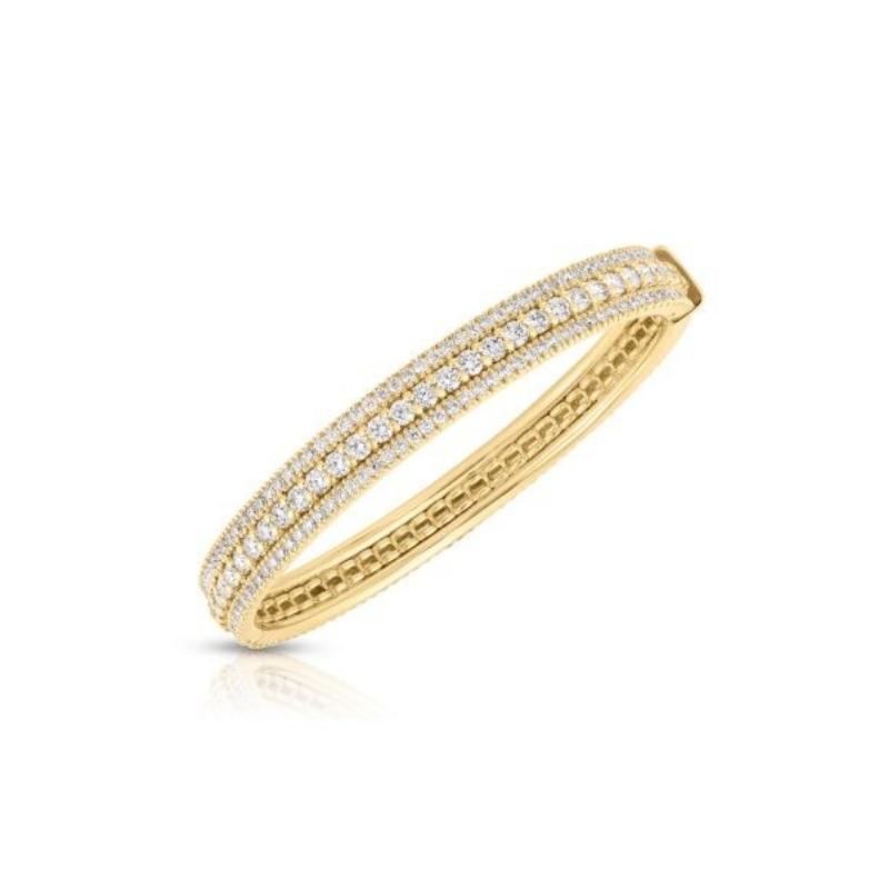 Roberto Coin 18K Yellow Gold 3 Row Diamond Bangle