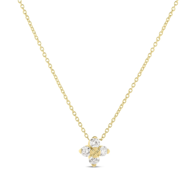 Roberto Coin 18K Yellow Gold Love In Verona Small Diamond Flower Pendant